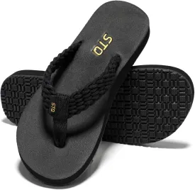 STQ Womens Quick Dry Flip Flops with Yoga Mat SoleArch Support Thong Sandals