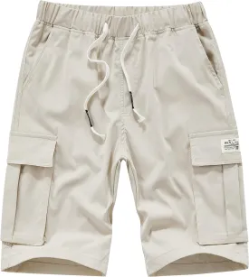 Vcansion Women's Casual Elastic Waist Drawstring Relaxed Fit Multi-Pockets Cotton Cargo Shorts