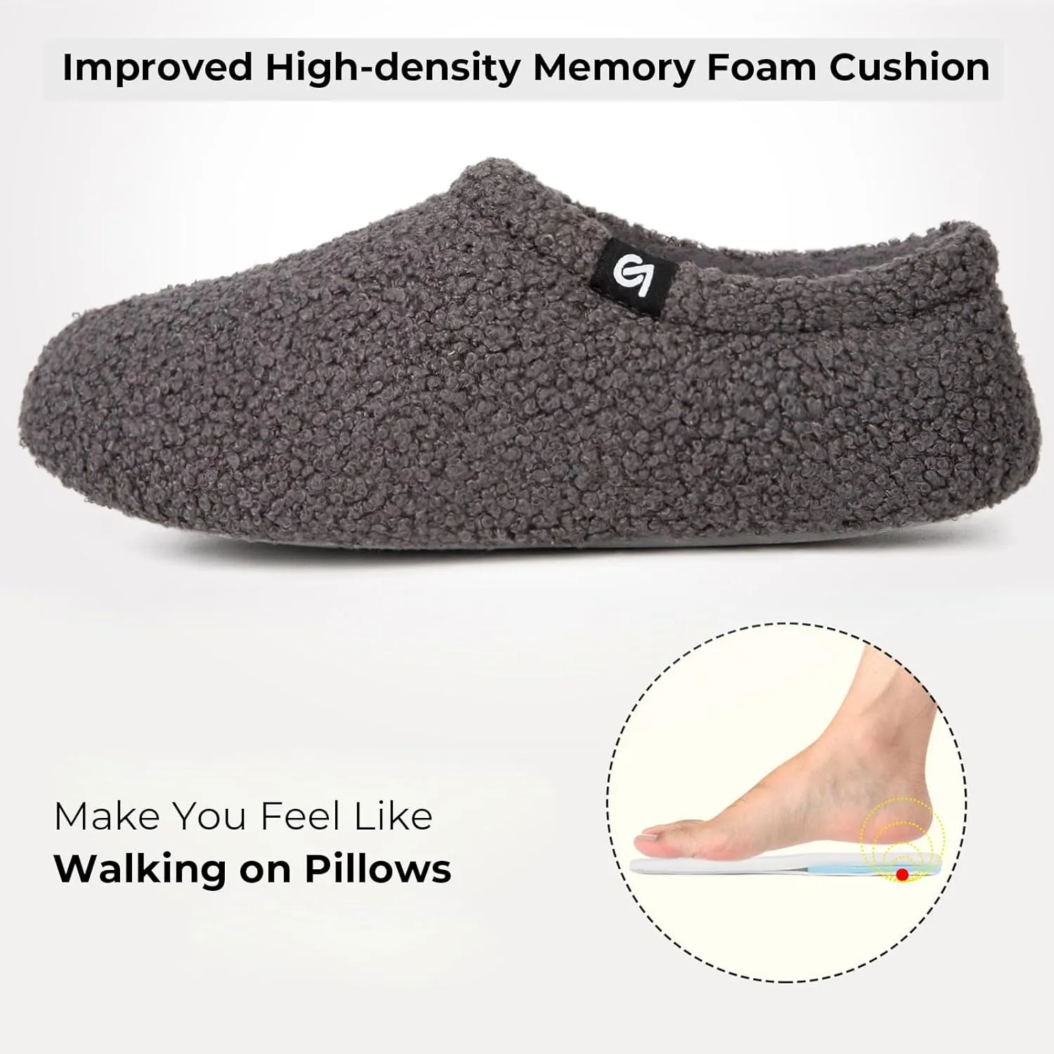 VeraCosy Women's Fuzzy Teddy Slippers Lightweight Memory Foam Indoor House Shoes