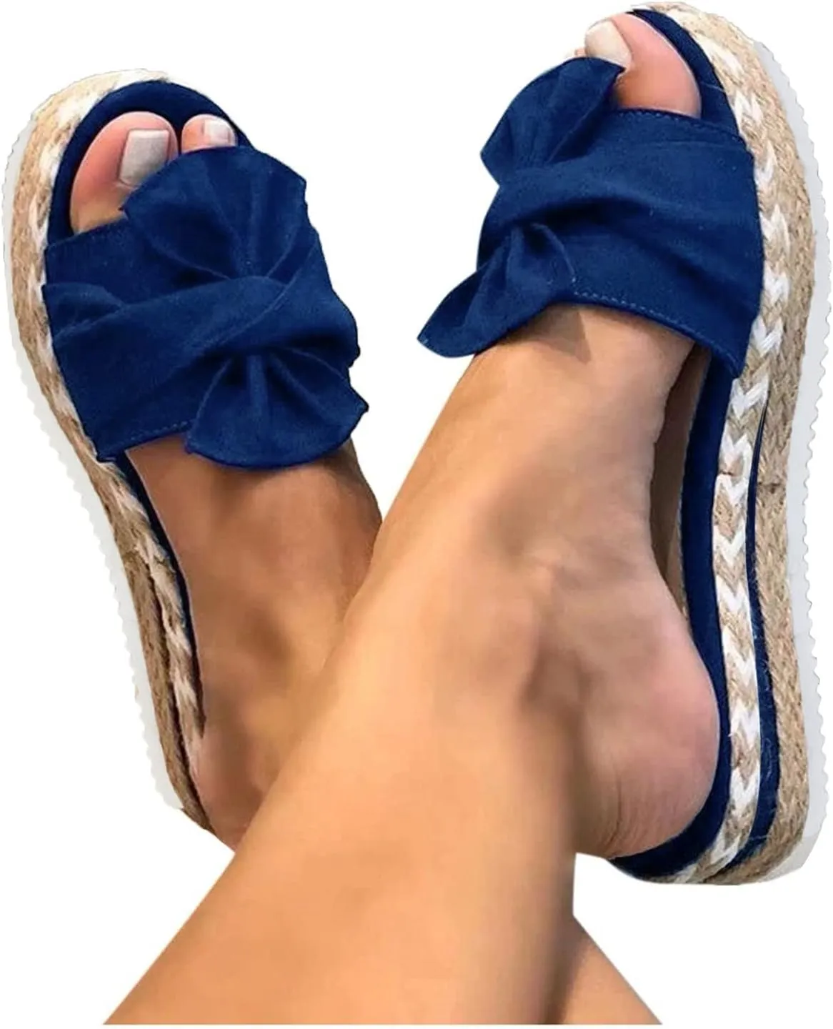 Wedges for Women Gladiator Braided Bow Slip On Open Toe Summer Bohemian Style Sandals Womens Shoes