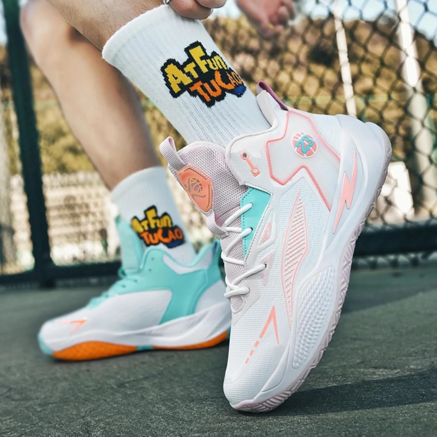 Womens Breathable Mesh Lace Up Basketball Shoes Fashion High Top Non-Slip Running Sneakers Casual Athletic Tennis Walking Sport Shoes