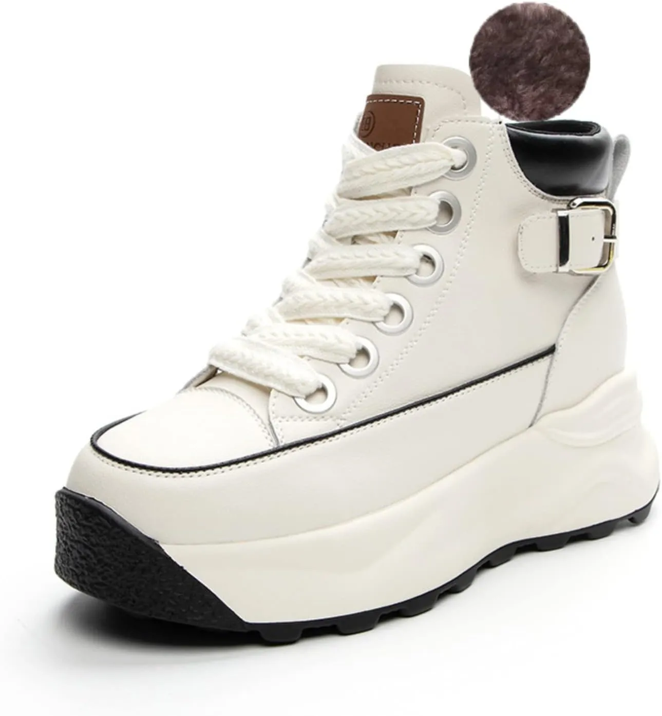 Women's Platform Height Increasing Sneakers,Stylish Comfortable Hidden Height Increase Leather Upper Casual Platform Shoes.
