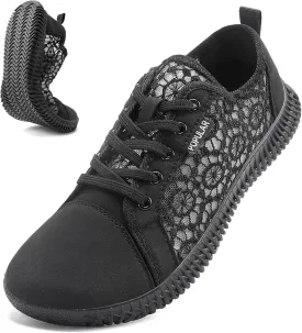 Women's Wide Toe Box Shoes Zero Drop Non Slip Extra Wide Width Fashion Sneakers Ultra Light Breathable Walking Shoes Casual Sneakers for Travel Work Trainers