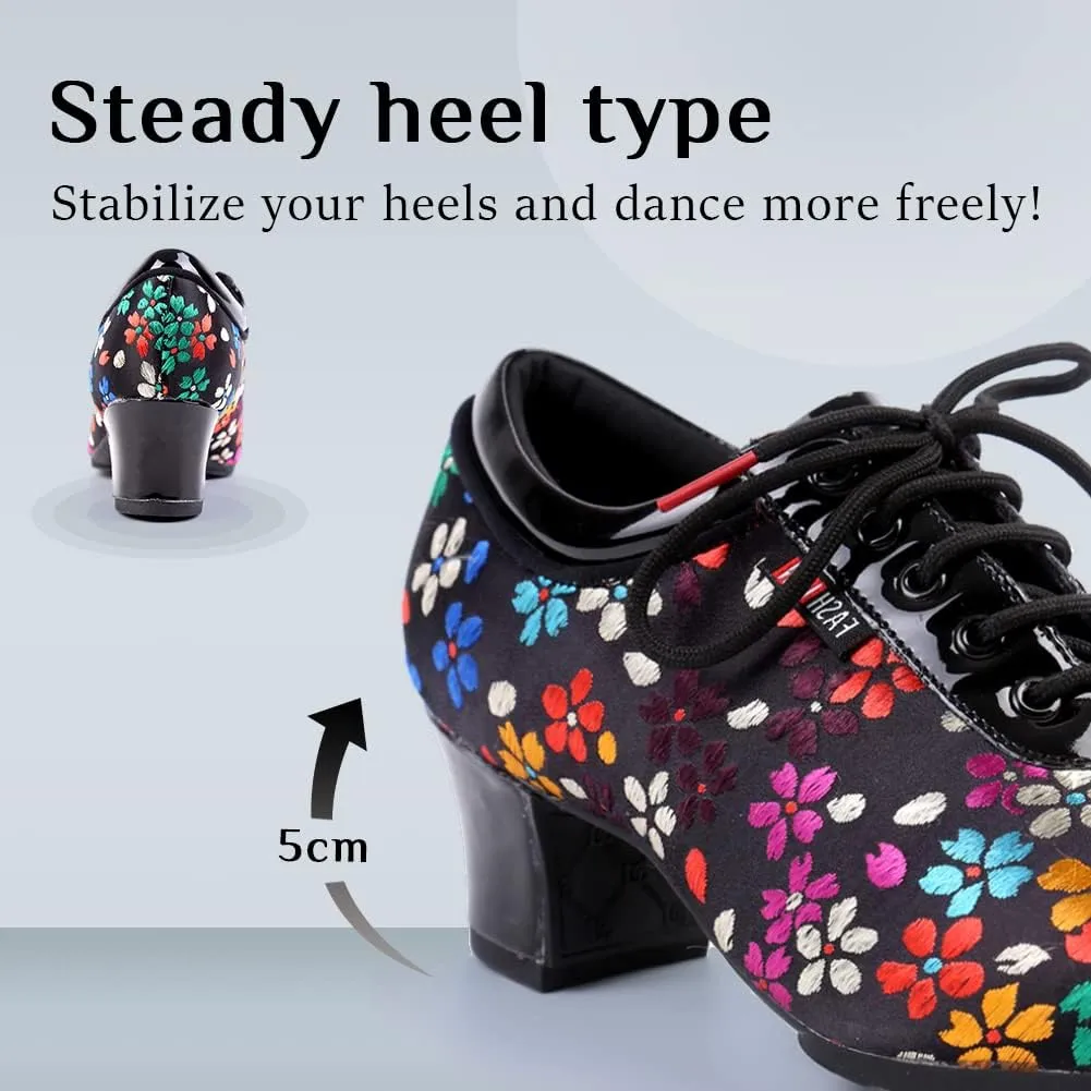 YKXLM Women Standard Practice Social Dance Sneaker Beginner Dance Practice Shoes for Women Low Heel Ballroom