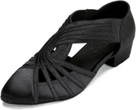 YYTing Women Swing Latin Ballroom Salsa Dance Shoes (Closed Toe, Suede Sole) YT12