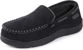Zigzagger Men's Moccasin Slippers Memory Foam House Shoes, Indoor and Outdoor Warm Loafer Slippers